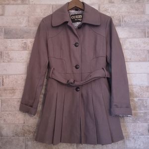 Guess pleated belted button down coat